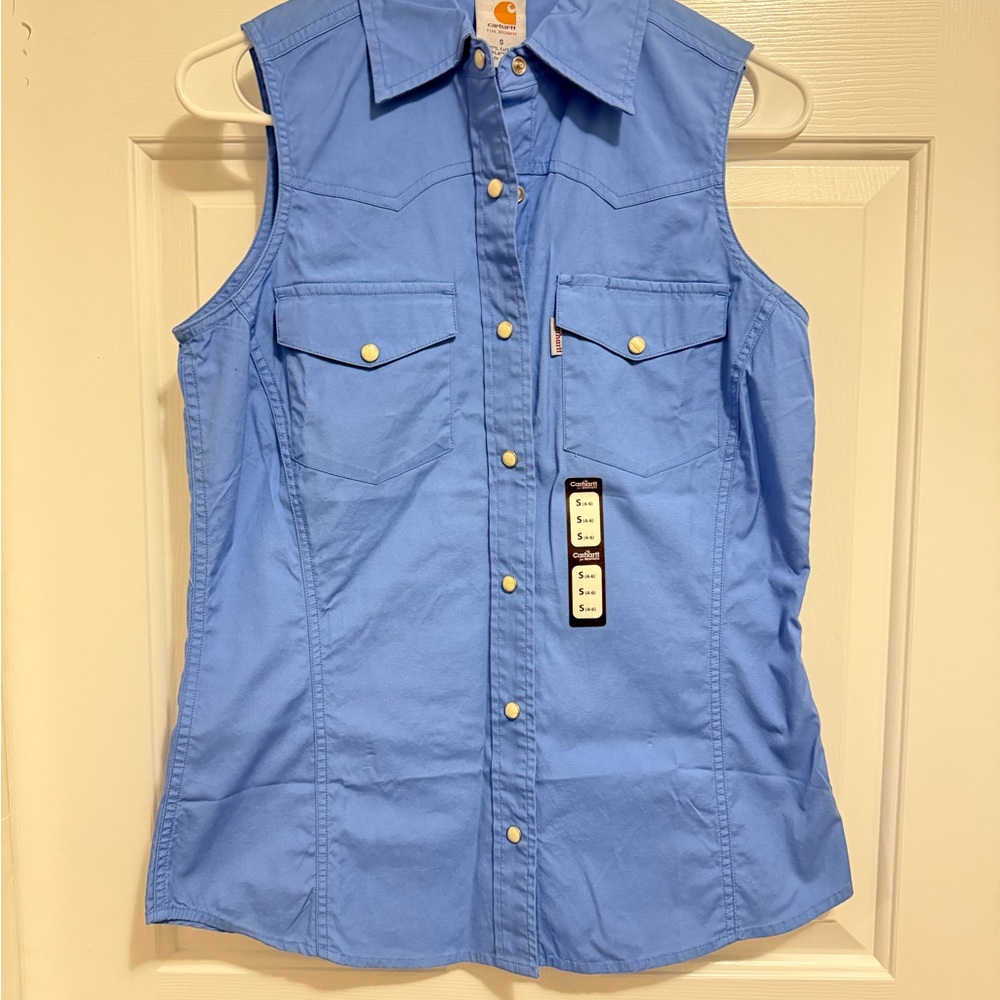 Carhartt Sleeveless Blue Work Shirt